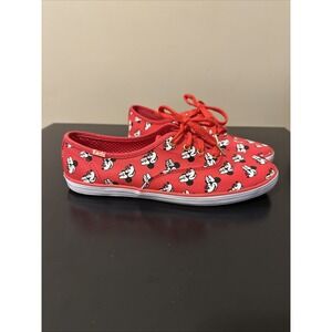 Disney Park Minnie Mouse Keds Sneakers Women 7 Red Canvas Shoes Lace Up Flat